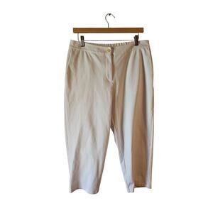 Eileen Fisher Womens White Solid  Flat Front organic Cotton Cropped Pants M